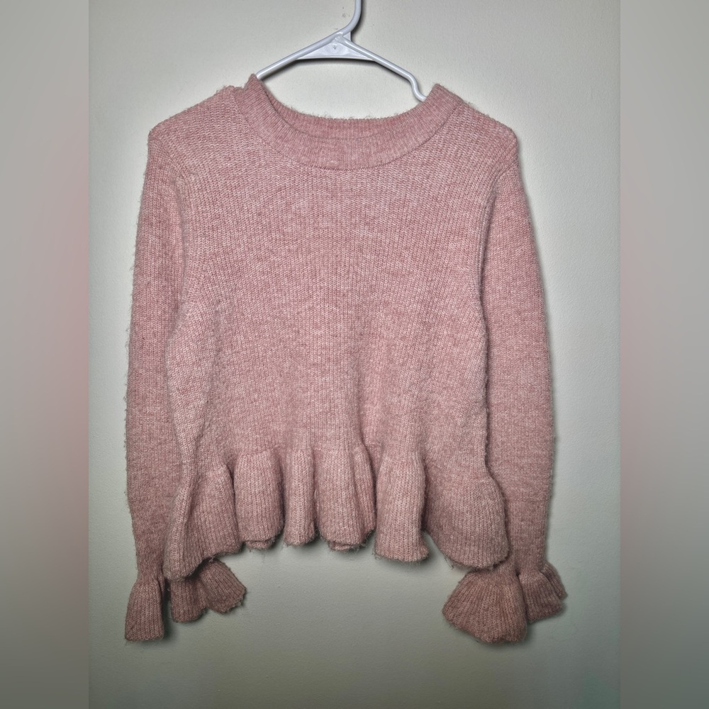 H&M Light Pink Ruffled Sweater